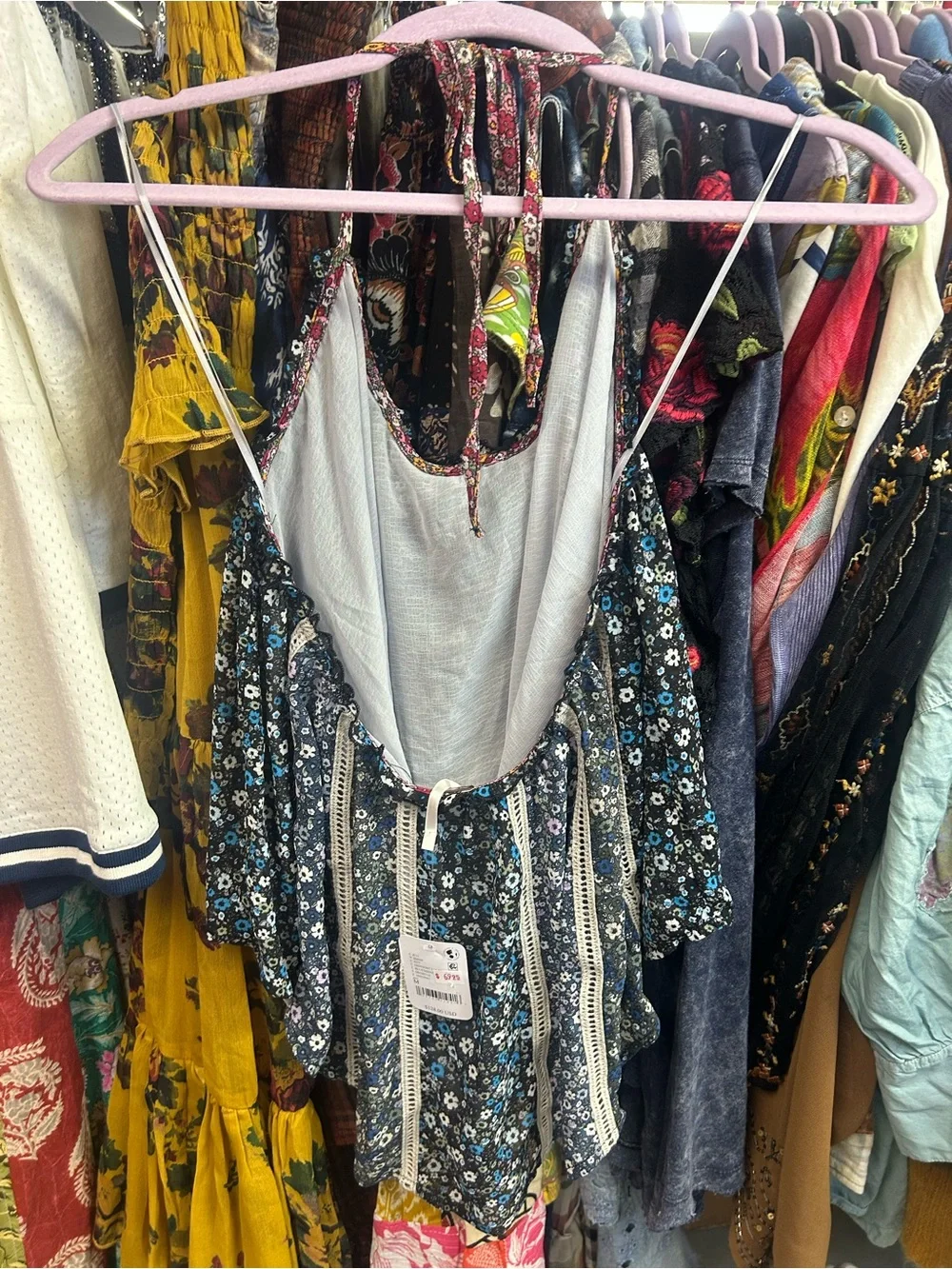 NWT Free People Costa Printed Halter Neck Tank M